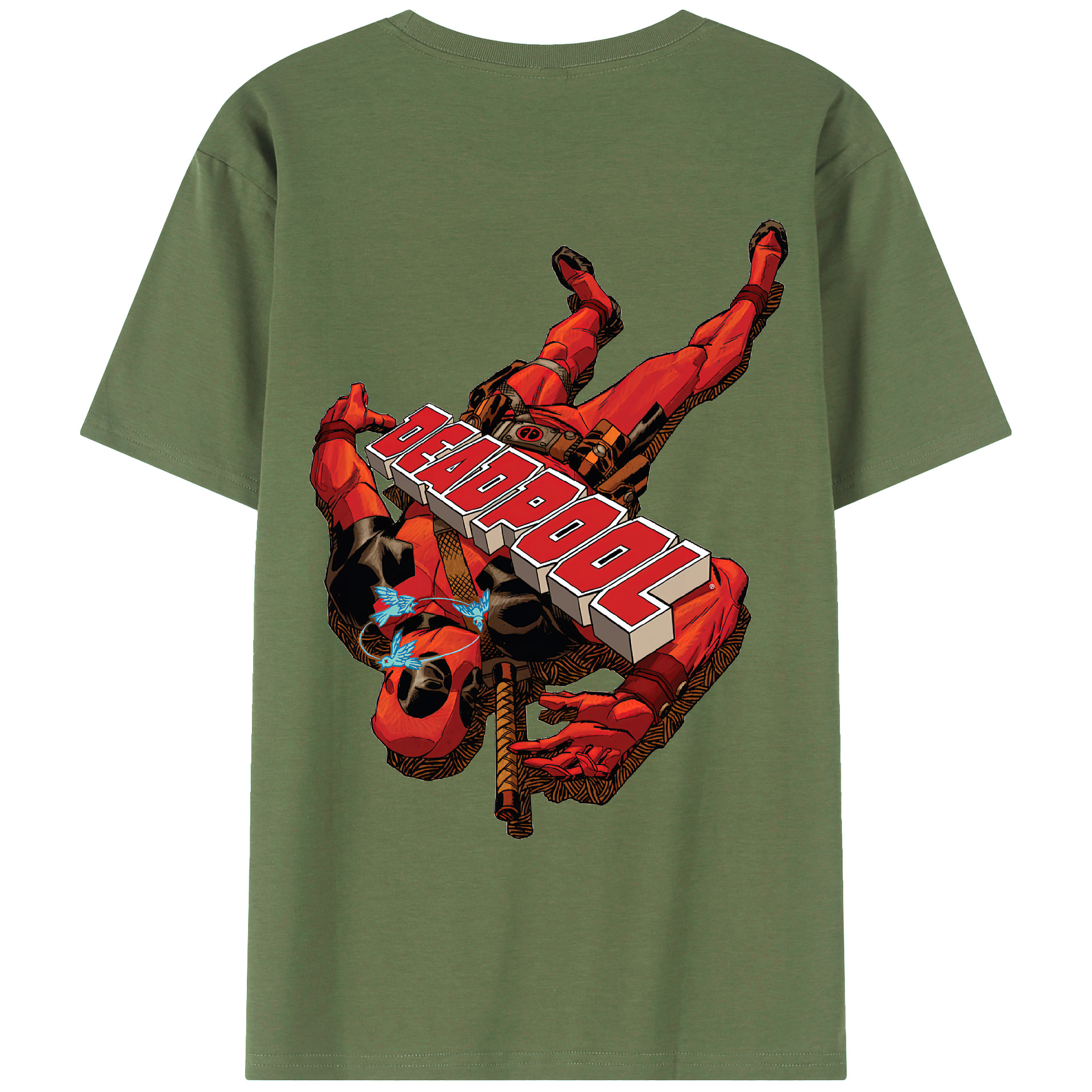 （画像用） Deadpool デッドプール 綿100％ メンズ半袖Tシャツ（バックプリント） 通気性